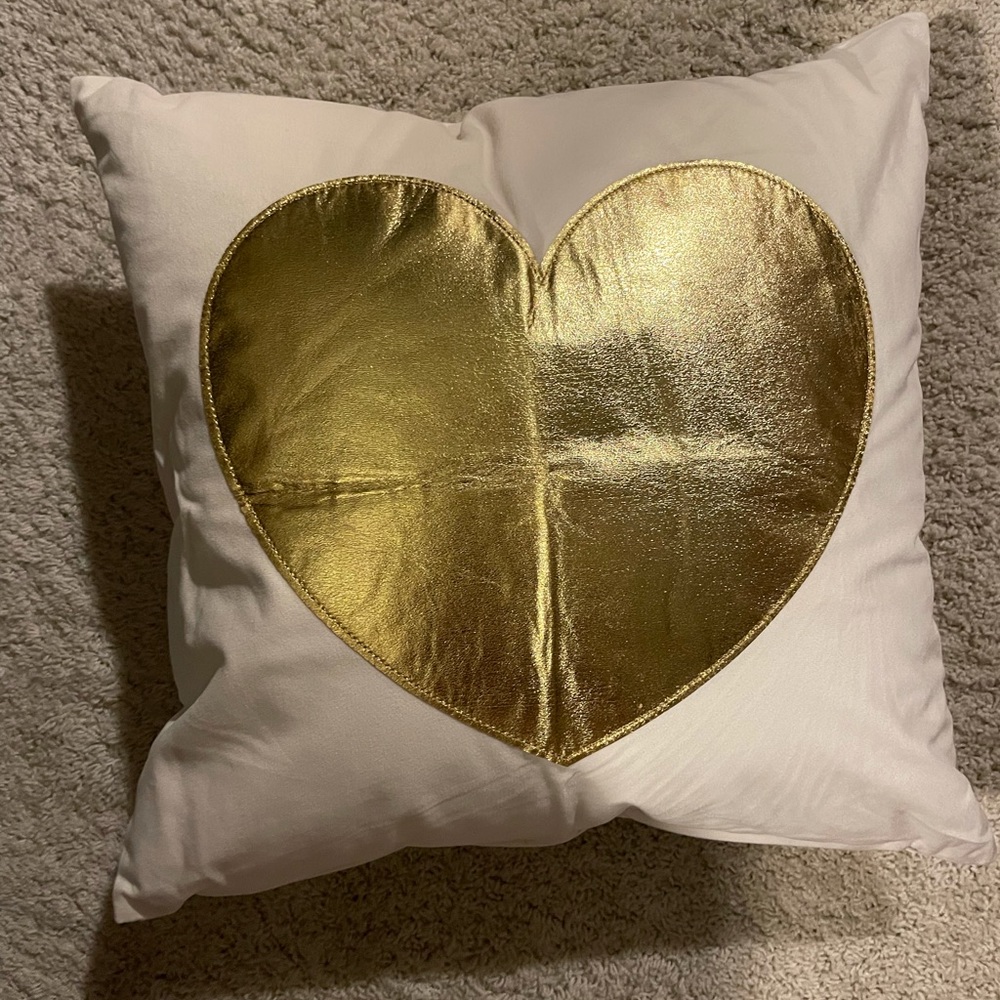 Gold and White Heart Pillow